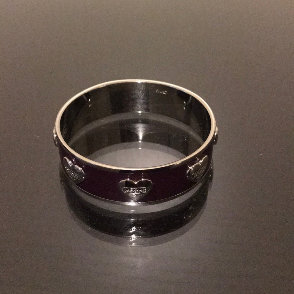 Coach purple and silver heart bangle